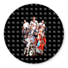 Коврик круглый с принтом GTA 5 в Тюмени, резина и полиэстер | круглая форма, изображение наносится на всю лицевую часть | auto | grand | gta | theft | гта