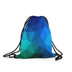 Рюкзак-мешок 3D с принтом Fight Polygon в Тюмени, 100% полиэстер | плотность ткани — 200 г/м2, размер — 35 х 45 см; лямки — толстые шнурки, застежка на шнуровке, без карманов и подкладки | зеленый | полигон | синий | треугольники