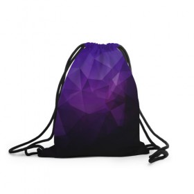 Рюкзак-мешок 3D с принтом PolyViolet в Тюмени, 100% полиэстер | плотность ткани — 200 г/м2, размер — 35 х 45 см; лямки — толстые шнурки, застежка на шнуровке, без карманов и подкладки | полигон | тёмный | треугольники | фиолетовый