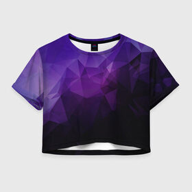 Женская футболка 3D укороченная с принтом PolyViolet в Тюмени, 100% полиэстер | круглая горловина, длина футболки до линии талии, рукава с отворотами | полигон | тёмный | треугольники | фиолетовый