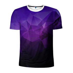 Мужская футболка 3D спортивная с принтом PolyViolet в Тюмени, 100% полиэстер с улучшенными характеристиками | приталенный силуэт, круглая горловина, широкие плечи, сужается к линии бедра | полигон | тёмный | треугольники | фиолетовый