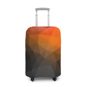 Чехол для чемодана 3D с принтом abstraction в Тюмени, 86% полиэфир, 14% спандекс | двустороннее нанесение принта, прорези для ручек и колес | оранжевый | полигон | треугольники черный