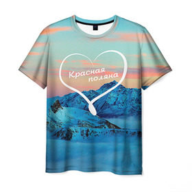 Мужская футболка 3D с принтом Красная поляна в Тюмени, 100% полиэфир | прямой крой, круглый вырез горловины, длина до линии бедер | горнолыжный курорт | горы | зима | красная поляна | лыжи | парк | роза хуторов | снег | сноутборд | сочи