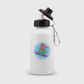 Бутылка спортивная с принтом Сноубордистка в Тюмени, металл | емкость — 500 мл, в комплекте две пластиковые крышки и карабин для крепления | 