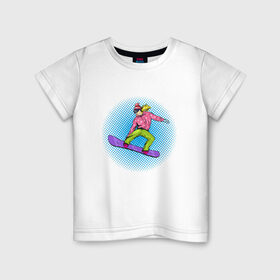 Детская футболка хлопок с принтом Сноубордистка в Тюмени, 100% хлопок | круглый вырез горловины, полуприлегающий силуэт, длина до линии бедер | 