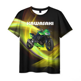 Мужская футболка 3D с принтом Kawasaki в Тюмени, 100% полиэфир | прямой крой, круглый вырез горловины, длина до линии бедер | moto | байк | байкер | мото | мотогонки | мотоспорт | мотоцикл