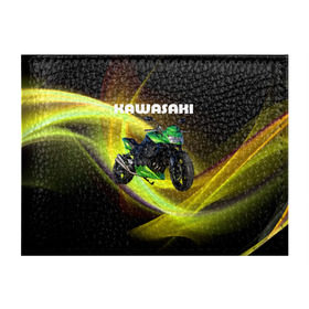 Обложка для студенческого билета с принтом Kawasaki в Тюмени, натуральная кожа | Размер: 11*8 см; Печать на всей внешней стороне | moto | байк | байкер | мото | мотогонки | мотоспорт | мотоцикл