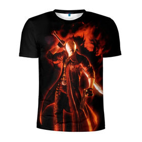 Мужская футболка 3D спортивная с принтом Devil May Cry в Тюмени, 100% полиэстер с улучшенными характеристиками | приталенный силуэт, круглая горловина, широкие плечи, сужается к линии бедра | devil | данте | дьявол | слэшер