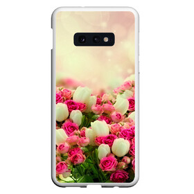Чехол для Samsung S10E с принтом Цветы в Тюмени, Силикон | Область печати: задняя сторона чехла, без боковых панелей | розовый | розы | цветы | яркий