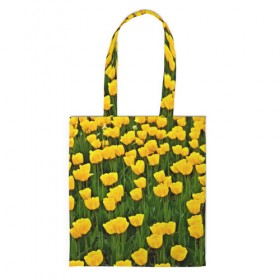 Сумка 3D повседневная с принтом Жёлтые тюльпаны в Тюмени, 100% полиэстер | Плотность: 200 г/м2; Размер: 34×35 см; Высота лямок: 30 см | поле | цветы | яркий
