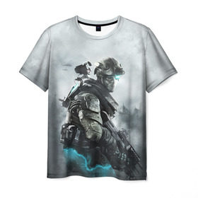 Мужская футболка 3D с принтом Ghost Recon в Тюмени, 100% полиэфир | прямой крой, круглый вырез горловины, длина до линии бедер | battlefield | call of duty | clancy | cod | counter | csgo | rainbow | six | strike | tom | tom clancy’s