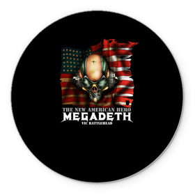Коврик круглый с принтом Megadeth #3 в Тюмени, резина и полиэстер | круглая форма, изображение наносится на всю лицевую часть | Тематика изображения на принте: dave | megadeth | metal | mustaine | rattlehead | rock | thrash | vic | дейв | мастейн | мегадез | мегадет | мегедес | метал | рок | треш