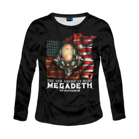 Женский лонгслив 3D с принтом Megadeth #3 в Тюмени, 100% полиэстер | длинные рукава, круглый вырез горловины, полуприлегающий силуэт | dave | megadeth | metal | mustaine | rattlehead | rock | thrash | vic | дейв | мастейн | мегадез | мегадет | мегедес | метал | рок | треш