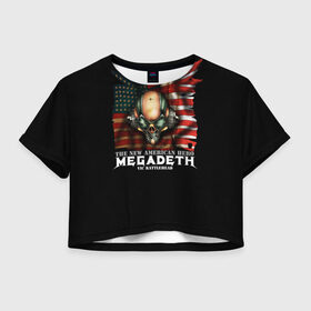 Женская футболка 3D укороченная с принтом Megadeth #3 в Тюмени, 100% полиэстер | круглая горловина, длина футболки до линии талии, рукава с отворотами | dave | megadeth | metal | mustaine | rattlehead | rock | thrash | vic | дейв | мастейн | мегадез | мегадет | мегедес | метал | рок | треш