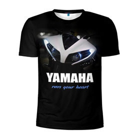 Мужская футболка 3D спортивная с принтом Yamaha в Тюмени, 100% полиэстер с улучшенными характеристиками | приталенный силуэт, круглая горловина, широкие плечи, сужается к линии бедра | yamaha | yzf | байк | байкер | мото | мотоцикл | мотоциклист | ямаха
