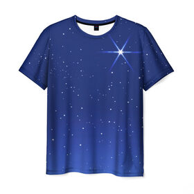 Мужская футболка 3D с принтом Звезда пленительного счастья в Тюмени, 100% полиэфир | прямой крой, круглый вырез горловины, длина до линии бедер | блеск | галактика | звёзды | космос | лучи | небо | ночь
