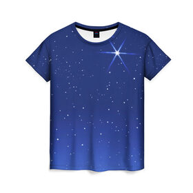 Женская футболка 3D с принтом Звезда пленительного счастья в Тюмени, 100% полиэфир ( синтетическое хлопкоподобное полотно) | прямой крой, круглый вырез горловины, длина до линии бедер | Тематика изображения на принте: блеск | галактика | звёзды | космос | лучи | небо | ночь