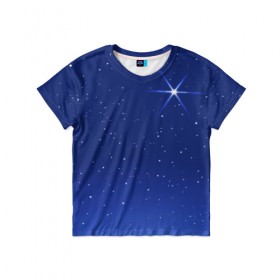 Детская футболка 3D с принтом Звезда пленительного счастья в Тюмени, 100% гипоаллергенный полиэфир | прямой крой, круглый вырез горловины, длина до линии бедер, чуть спущенное плечо, ткань немного тянется | Тематика изображения на принте: блеск | галактика | звёзды | космос | лучи | небо | ночь