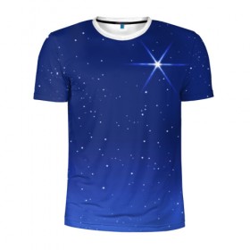 Мужская футболка 3D спортивная с принтом Звезда пленительного счастья в Тюмени, 100% полиэстер с улучшенными характеристиками | приталенный силуэт, круглая горловина, широкие плечи, сужается к линии бедра | Тематика изображения на принте: блеск | галактика | звёзды | космос | лучи | небо | ночь