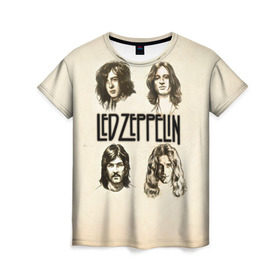 Женская футболка 3D с принтом Led Zeppelin 1 в Тюмени, 100% полиэфир ( синтетическое хлопкоподобное полотно) | прямой крой, круглый вырез горловины, длина до линии бедер | led zeppelin | лед зеппелин | роберт плант