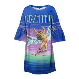 Детское платье 3D с принтом Led Zeppelin 2 в Тюмени, 100% полиэстер | прямой силуэт, чуть расширенный к низу. Круглая горловина, на рукавах — воланы | led zeppelin | лед зеппелин | роберт плант