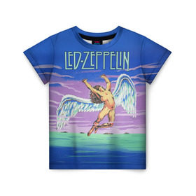 Детская футболка 3D с принтом Led Zeppelin 2 в Тюмени, 100% гипоаллергенный полиэфир | прямой крой, круглый вырез горловины, длина до линии бедер, чуть спущенное плечо, ткань немного тянется | Тематика изображения на принте: led zeppelin | лед зеппелин | роберт плант