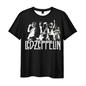 Мужская футболка 3D с принтом Led Zeppelin 4 в Тюмени, 100% полиэфир | прямой крой, круглый вырез горловины, длина до линии бедер | led zeppelin | лед зеппелин | роберт плант