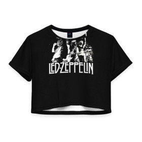 Женская футболка 3D укороченная с принтом Led Zeppelin 4 в Тюмени, 100% полиэстер | круглая горловина, длина футболки до линии талии, рукава с отворотами | led zeppelin | лед зеппелин | роберт плант