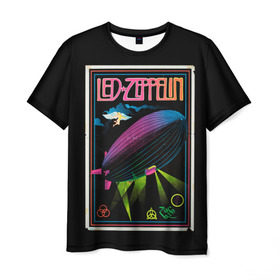 Мужская футболка 3D с принтом Led Zeppelin 6 в Тюмени, 100% полиэфир | прямой крой, круглый вырез горловины, длина до линии бедер | led zeppelin | лед зеппелин | роберт плант