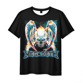 Мужская футболка 3D с принтом Megadeth 4 в Тюмени, 100% полиэфир | прямой крой, круглый вырез горловины, длина до линии бедер | megadeth | дирк вербурен | дэвид эллефсон | дэйв мастейн | кико лоурейро | мегадэт