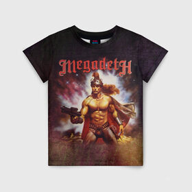 Детская футболка 3D с принтом Megadeth 6 в Тюмени, 100% гипоаллергенный полиэфир | прямой крой, круглый вырез горловины, длина до линии бедер, чуть спущенное плечо, ткань немного тянется | Тематика изображения на принте: megadeth | дирк вербурен | дэвид эллефсон | дэйв мастейн | кико лоурейро | мегадэт