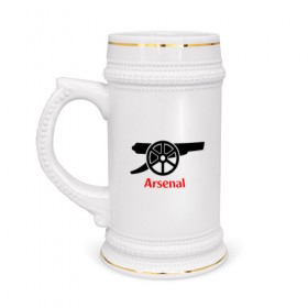 Кружка пивная с принтом Arsenal FK в Тюмени,  керамика (Материал выдерживает высокую температуру, стоит избегать резкого перепада температур) |  объем 630 мл | Тематика изображения на принте: 