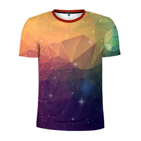 Мужская футболка 3D спортивная с принтом Polygon Star в Тюмени, 100% полиэстер с улучшенными характеристиками | приталенный силуэт, круглая горловина, широкие плечи, сужается к линии бедра | полигоны | разноцветный | треугольники