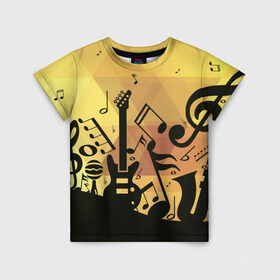 Детская футболка 3D с принтом Любовь к музыки в Тюмени, 100% гипоаллергенный полиэфир | прямой крой, круглый вырез горловины, длина до линии бедер, чуть спущенное плечо, ткань немного тянется | веселые | искусство | музыка | новинки | подарок | рок | юмор | яркие