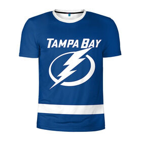 Мужская футболка 3D спортивная с принтом Tampa Bay Drouin в Тюмени, 100% полиэстер с улучшенными характеристиками | приталенный силуэт, круглая горловина, широкие плечи, сужается к линии бедра | 27 | jonathan drouin | tampa bay lightning | джонатан друэн | нхл | тампа бэй лайтнинг | хоккей