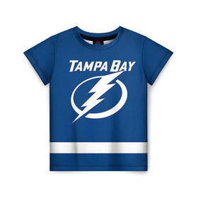 Детская футболка 3D с принтом Tampa Bay Johnson в Тюмени, 100% гипоаллергенный полиэфир | прямой крой, круглый вырез горловины, длина до линии бедер, чуть спущенное плечо, ткань немного тянется | 9 | tampa bay lightning | tyler johnson | нхл | тайлер джонсон | тампа бэй лайтнинг | хоккей