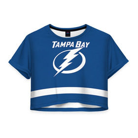 Женская футболка 3D укороченная с принтом Tampa Bay Killorn в Тюмени, 100% полиэстер | круглая горловина, длина футболки до линии талии, рукава с отворотами | 17 | alex killorn | tampa bay lightning | нхл | тампа бэй лайтнинг | хоккей