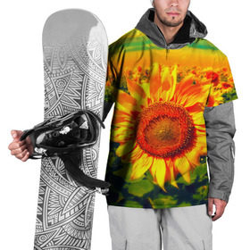 Накидка на куртку 3D с принтом Подсолнухи в Тюмени, 100% полиэстер |  | Тематика изображения на принте: лето | подсолнух | поле | природа | цветок | яркая