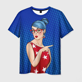 Мужская футболка 3D с принтом Pop Art Girl в Тюмени, 100% полиэфир | прямой крой, круглый вырез горловины, длина до линии бедер | retro | арт | винтаж | девушка | искусство | поп | ретро