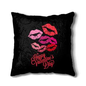 Подушка 3D с принтом Happy Valentine`s Day в Тюмени, наволочка – 100% полиэстер, наполнитель – холлофайбер (легкий наполнитель, не вызывает аллергию). | состоит из подушки и наволочки. Наволочка на молнии, легко снимается для стирки | Тематика изображения на принте: 14 | february | happy valentines day | holiday | kisses | lips | love | губы | любовь | поцелуи | праздник | счастливый день святого валентина | февраль