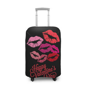 Чехол для чемодана 3D с принтом Happy Valentine`s Day в Тюмени, 86% полиэфир, 14% спандекс | двустороннее нанесение принта, прорези для ручек и колес | 14 | february | happy valentines day | holiday | kisses | lips | love | губы | любовь | поцелуи | праздник | счастливый день святого валентина | февраль