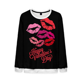 Мужской свитшот 3D с принтом Happy Valentine`s Day в Тюмени, 100% полиэстер с мягким внутренним слоем | круглый вырез горловины, мягкая резинка на манжетах и поясе, свободная посадка по фигуре | 14 | february | happy valentines day | holiday | kisses | lips | love | губы | любовь | поцелуи | праздник | счастливый день святого валентина | февраль