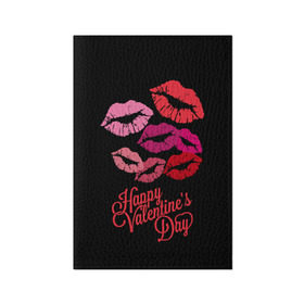 Обложка для паспорта матовая кожа с принтом Happy Valentine`s Day в Тюмени, натуральная матовая кожа | размер 19,3 х 13,7 см; прозрачные пластиковые крепления | 14 | february | happy valentines day | holiday | kisses | lips | love | губы | любовь | поцелуи | праздник | счастливый день святого валентина | февраль