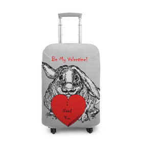 Чехол для чемодана 3D с принтом Be my Valentine в Тюмени, 86% полиэфир, 14% спандекс | двустороннее нанесение принта, прорези для ручек и колес | 14 | animal | be my valentine | february | heart | holiday | i need you | love | rabbit | valentines day | будь моей валентинкой | день святого валентина | животное | заяц | кролик | любовь | праздник | сердце | ты мне нужен | февраль