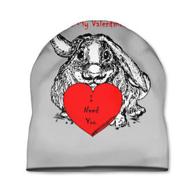 Шапка 3D с принтом Be my Valentine в Тюмени, 100% полиэстер | универсальный размер, печать по всей поверхности изделия | 14 | animal | be my valentine | february | heart | holiday | i need you | love | rabbit | valentines day | будь моей валентинкой | день святого валентина | животное | заяц | кролик | любовь | праздник | сердце | ты мне нужен | февраль