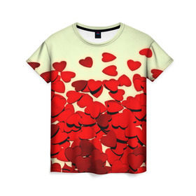 Женская футболка 3D с принтом valentine`s day в Тюмени, 100% полиэфир ( синтетическое хлопкоподобное полотно) | прямой крой, круглый вырез горловины, длина до линии бедер | 14 февраля | valentines day | день влюбленных | игрушка | любовь | сердечки | сердце