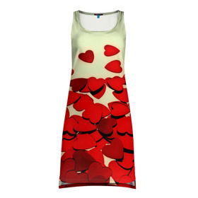 Платье-майка 3D с принтом valentine`s day в Тюмени, 100% полиэстер | полуприлегающий силуэт, широкие бретели, круглый вырез горловины, удлиненный подол сзади. | 14 февраля | valentines day | день влюбленных | игрушка | любовь | сердечки | сердце