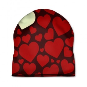 Шапка 3D с принтом Одинокое сердце в Тюмени, 100% полиэстер | универсальный размер, печать по всей поверхности изделия | 14 февраля | valentines day | день влюбленных | игрушка | любовь | медведь | сердце