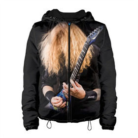 Женская куртка 3D с принтом Dave Mustaine в Тюмени, ткань верха — 100% полиэстер, подклад — флис | прямой крой, подол и капюшон оформлены резинкой с фиксаторами, два кармана без застежек по бокам, один большой потайной карман на груди. Карман на груди застегивается на липучку | dave | megadeth | metal | mustaine | rattlehead | rock | thrash | vic | дейв | мастейн | мегадет | метал | рок | треш