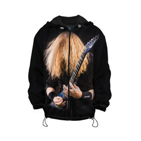 Детская куртка 3D с принтом Dave Mustaine в Тюмени, 100% полиэстер | застежка — молния, подол и капюшон оформлены резинкой с фиксаторами, по бокам — два кармана без застежек, один потайной карман на груди, плотность верхнего слоя — 90 г/м2; плотность флисового подклада — 260 г/м2 | dave | megadeth | metal | mustaine | rattlehead | rock | thrash | vic | дейв | мастейн | мегадет | метал | рок | треш